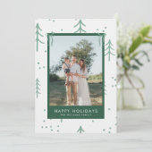 Modern Green Winter Tree Photo Holiday Card シーズンカード (スタンド正面)