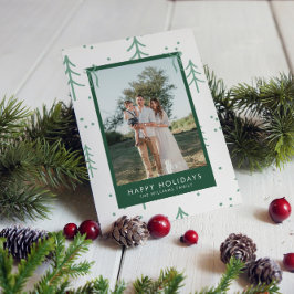Modern Green Winter Tree Photo Holiday Card シーズンカード