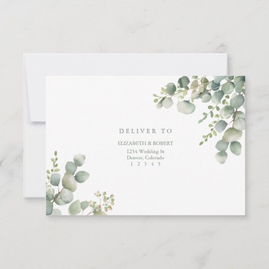 Modern Greenery Eucalyptus Wedding RSVP Card (裏面)