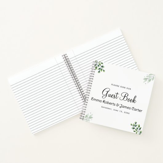 Modern Greenery Minimalist Guest Book ノートブック (内部)