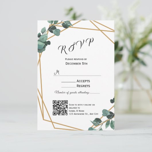 Modern Greenery RSVP Card Invitation (スタンド正面)
