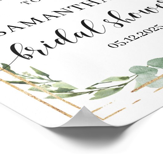 Modern greenery succulent bridal shower welcome ポスター (角)