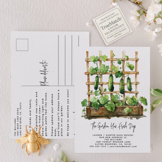 Modern Greenery Watercolor Fresh New Digs Moving 案内ポストカード