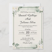 Modern Greenery Wedding Anniversary Invitations 招待状 (正面)