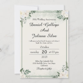 Modern Greenery Wedding Anniversary Invitations 招待状