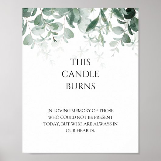 Modern Greenery White Wedding This Candle Burns ポスター (正面)