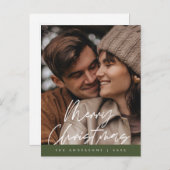 Modern Greeting, Merry Christmas Family Photo ポストカード (正面/裏面)