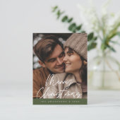 Modern Greeting, Merry Christmas Family Photo ポストカード (スタンド正面)