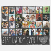 Modern Grey 28 Photo Collage Best Dad Ever フリースブランケット (正面(横))
