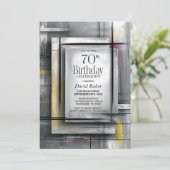 Modern Grey 70th Birthday Party 招待状 (スタンド正面)