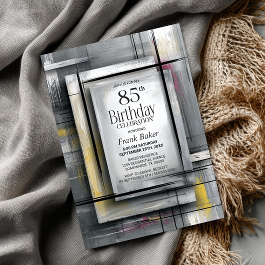 Modern Grey 85th Birthday Party 招待状