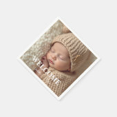  Modern Grey and White Photo Birth Announcement スタンダードカクテルナプキン (角)