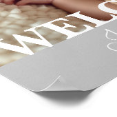 Modern Grey and White Photo Birth Announcement ポスター (角)