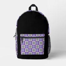 Modern Grey Backpack with Pale Purple & White 