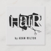Modern Grey Black Scissors Hair Stylist スクエア名刺 (正面)
