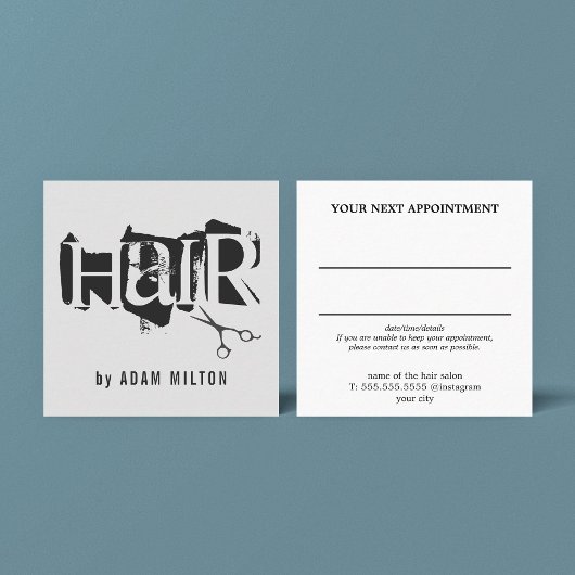 Modern Grey Black Scissors Hair Stylist スクエア名刺