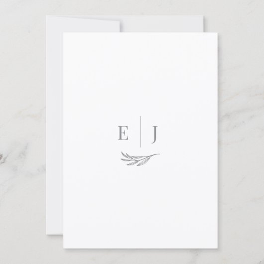 Modern Grey Calligraphy Minimalist Wedding 招待状 (裏面)