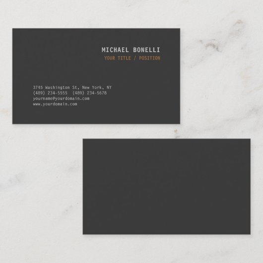 Modern Grey Chic Professional Custom Name Position 名刺 (正面/裏面)