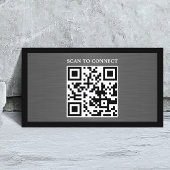Modern Grey Faux Metal Black QR Code Bold 名刺