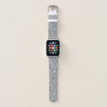 Modern Grey Floral Apple Watch Band