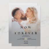 Modern Grey Gradient Elegant Photo Script Wedding セーブザデート (正面/裏面)