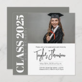 Modern grey Graduation Party Invitation With photo 招待状 (正面/裏面)