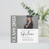 Modern grey Graduation Party Invitation With photo 招待状 (スタンド正面)