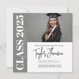 Modern grey Graduation Party Invitation With photo 招待状