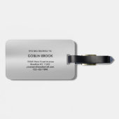 Modern Grey Metallic Black Monogram Brushed ラゲッジタグ (裏面横)