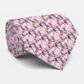 Modern Grey & Pink Fractal Gem Art Neck Tie ネクタイ (ロール)