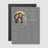 Modern Grey Snowflake Photo 2026 Calendar Card (正面/裏面)
