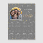 Modern Grey Snowflake Photo 2026 Calendar Card (正面)