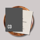 Modern Grey Texture Beige Bold White Monogram 名刺