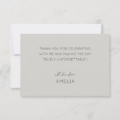 Modern Grey Thank You Bridal Shower  サンキューカード (裏面)