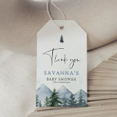 Modern Grey Wilderness Winter Baby Shower  ギフトタグ