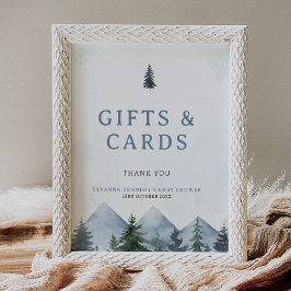 Modern Grey Wilderness Winter Baby Shower Sign フォトプリント