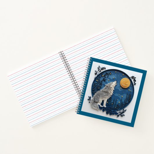 Modern Grey Wolf Howling at the Moon  ノートブック (内部)