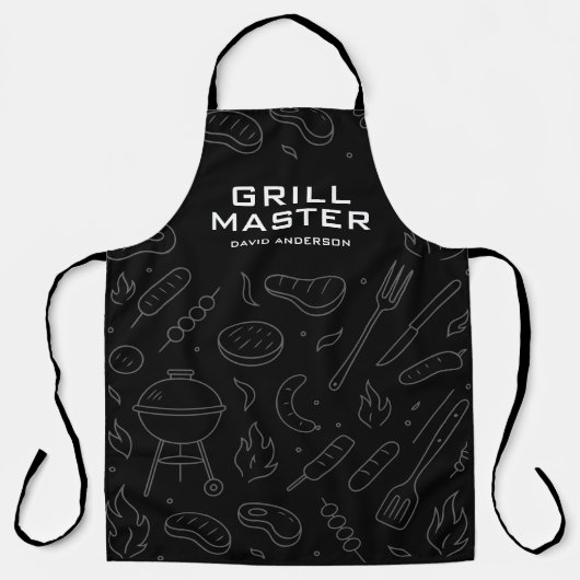 Modern Grill Master Typography with Minimal BBQ エプロン (正面)