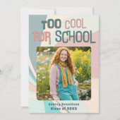 Modern Groovy Peach Teal Aqua Retro Graduation 案内状 (正面)