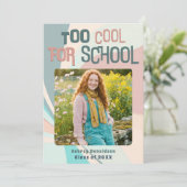 Modern Groovy Peach Teal Aqua Retro Graduation 案内状 (スタンド正面)