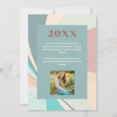 Modern Groovy Peach Teal Aqua Retro Graduation 案内状 (裏面)