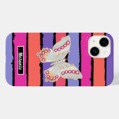 Modern groovy stripes monogrammed butterfly retro  Case-Mate iPhoneケース (裏面 (横))