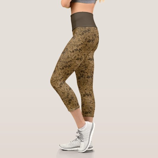 Modern Grunge Leaf Pattern - Capri Leggings カプリレギンス (左)