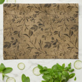 Modern Grunge Leaf Pattern - Kitchen Towel キッチンタオル (折り畳み)