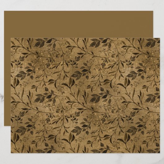 Modern Grunge Leaf Pattern Scrapbook Paper (正面/裏面)