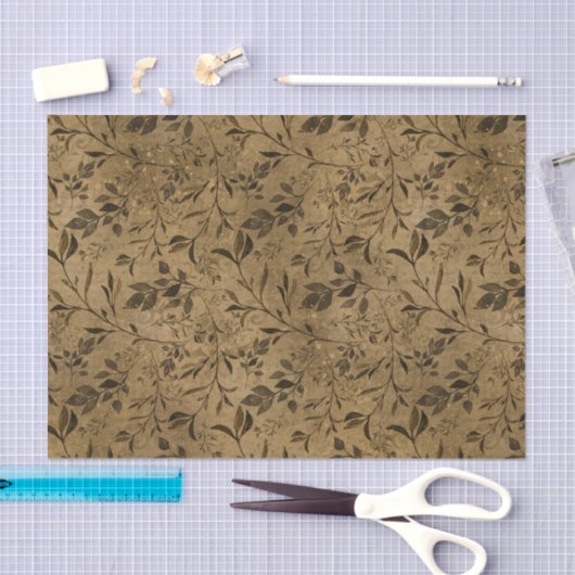 Modern Grunge Leaf Pattern Tissue Paper 薄葉紙 (クラフト)