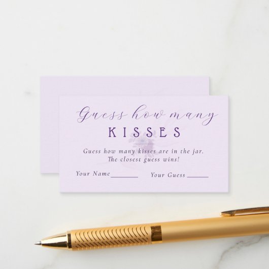 Modern Guess How Many Kisses Bridal Shower Game エンクロージャーカード (正面/裏面インサイチュ)