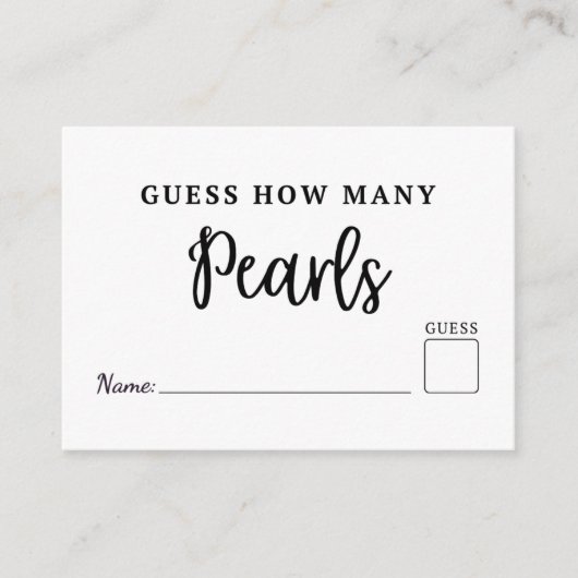 Modern Guess How Many Pearls are in jar game card エンクロージャーカード (正面)