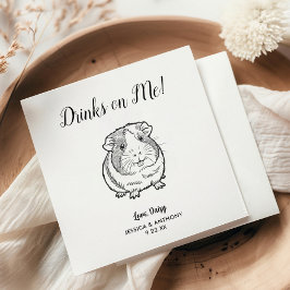 Modern Guinea Pig Wedding Cocktail Napkins  スタンダードカクテルナプキン