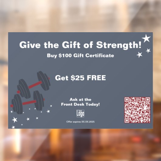 Modern Gym Christmas Gift Certificate Promotion ウィンドウサイン (シート2)